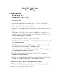 Exam 4 Q3 Review Sheet Honors Biology Exam 4 will cover