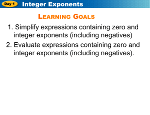 1. Simplify expressions containing zero and integer exponents