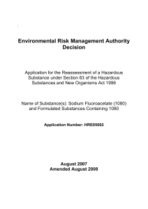 Environmental Risk Management Authority Decision