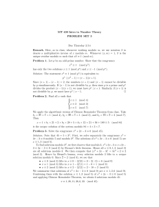 MT 430 Intro to Number Theory PROBLEM SET 3 Due Thursday 2