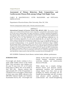 Assessment of Dietary Behaviors, Body Composition, and