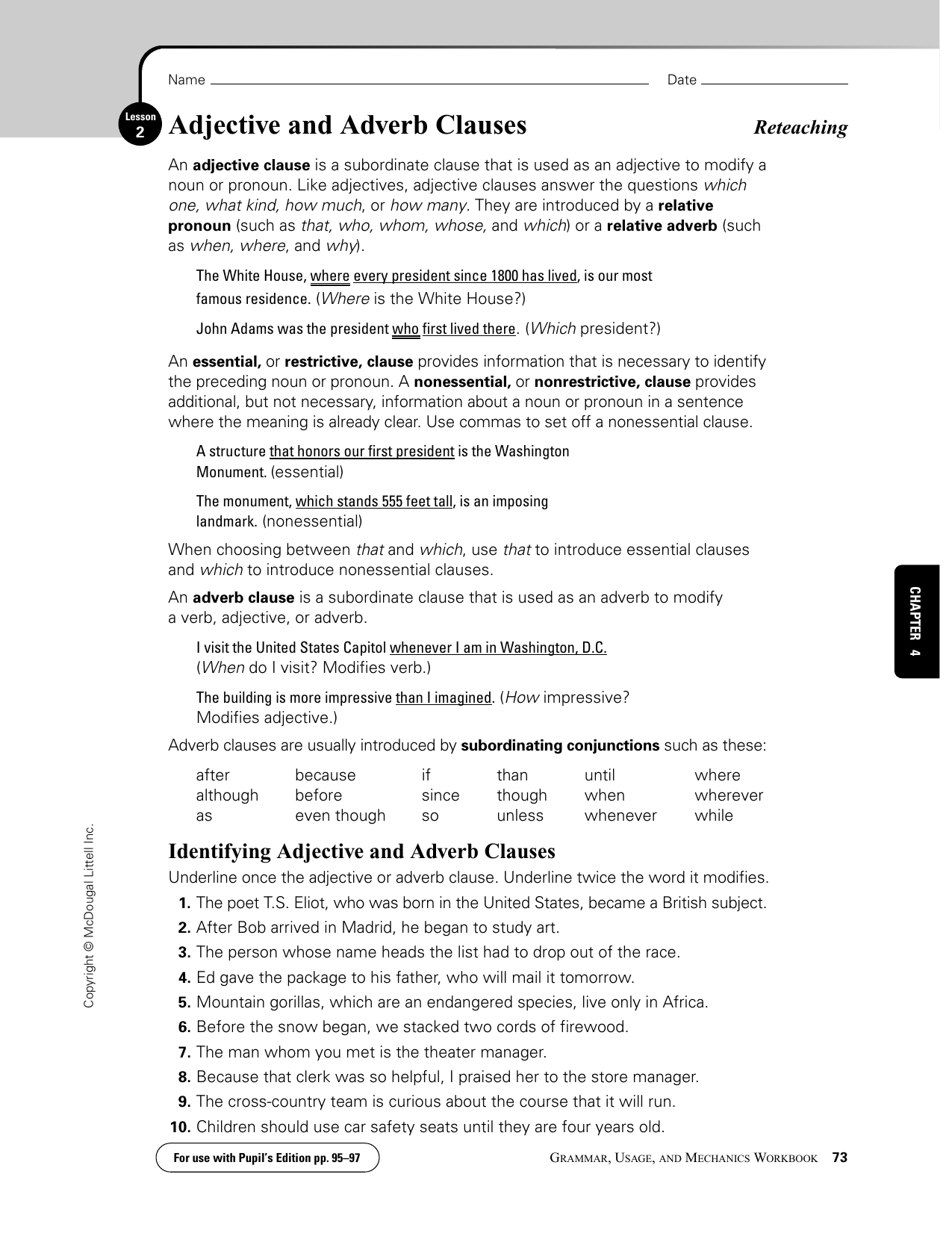 Adjective and Adverb Clauses - Grammar