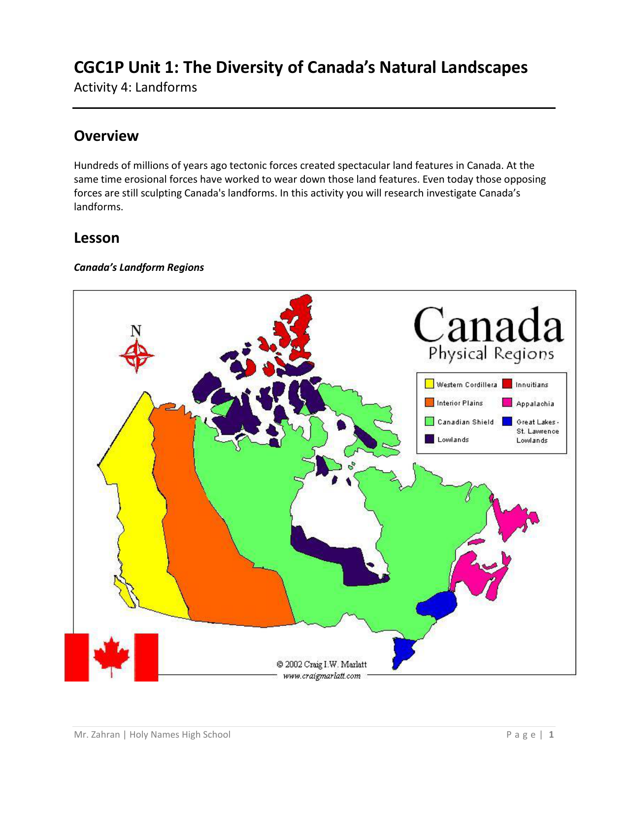 Cgc1p Unit 1 The Diversity Of Canada S Natural