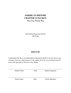 AMERICAN HISTORY CHAPTER 11 PACKET: The First World War