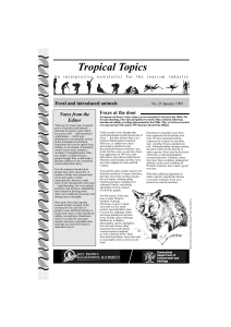 Feral Animal Tropical Topics - Wet Tropics Management Authority