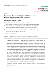 Hydrazine Borane and Hydrazinidoboranes as Chemical Hydrogen