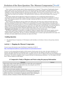 Evolution of the Slave Question: The Missouri Compromise