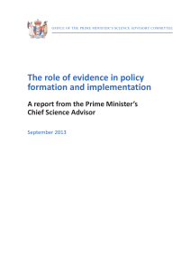 Report: The Role of Evidence in Policy Formation and Implementation