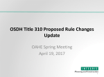 Latest updates with OSDH Proposed Rule Changes to Title 310