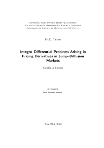 Integro–Differential Problems Arising in Pricing Derivatives in Jump
