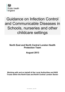 Guidance on Infection Control and Communicable Diseases in