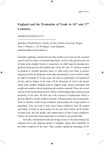 England and the Promotion of Trade in 16th and 17th Centuries