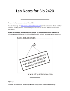 Lab Notes for Bio 2420