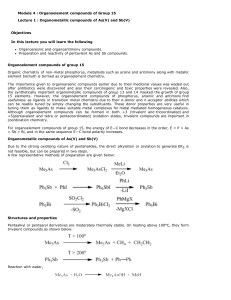 Module 4 : Organoelement compounds of Group 15 Lecture 1