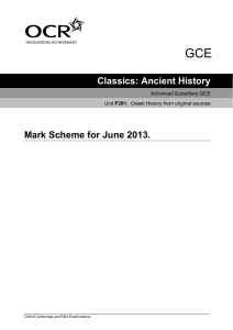 Mark scheme - Unit F391 - Greek history from original