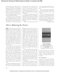 Africa: Balancing the Stories