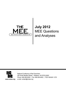 July 2012 MEE Questions and Analyses