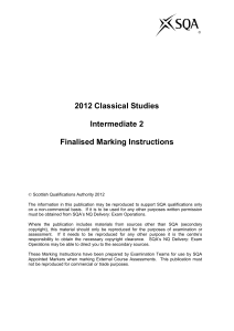 2012 Classical Studies Intermediate 2 Finalised Marking