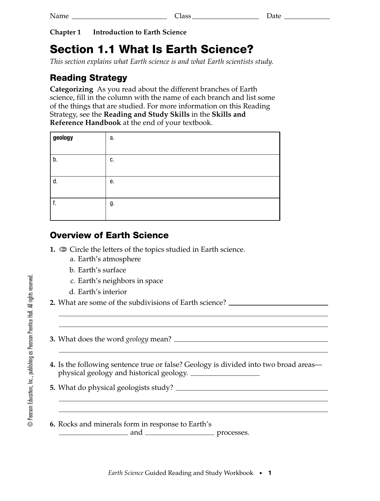 Pearson Education Earth Science Answer Key The Earth Images