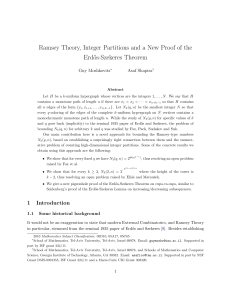 Ramsey Theory, Integer Partitions and a New Proof of the Erd˝os