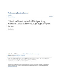 "Words and Music in the Middle Ages: Song, Narrative, Dance and