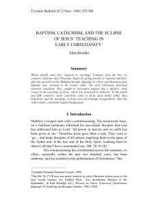 baptism, catechism, and the eclipse of jesus` teaching in early