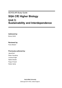 SQA CfE Higher Biology Unit 3: Sustainability and Interdependence