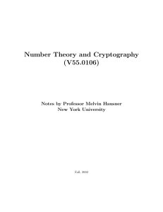 Number Theory and Cryptography (V55.0106)