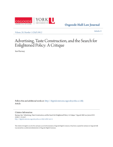 Advertising, Taste Construction, and the Search for Enlightened Policy