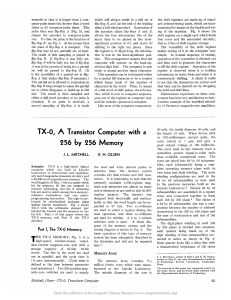 TX-o I A Transistor Computer with a 256 by 256 Memory