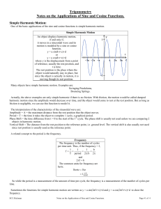 Trigonometry Notes on the Applications of Sine and Cosine Functions.