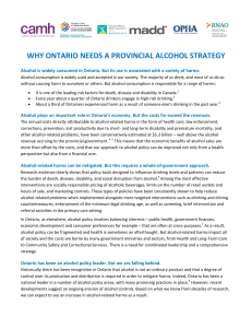 why ontario needs a provincial alcohol strategy
