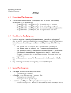 6-2 Properties of Parallelograms 6-3 Conditions for Parallelograms