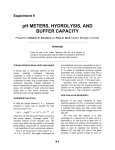 pH METERS, HYDROLYSIS, AND BUFFER CAPACITY