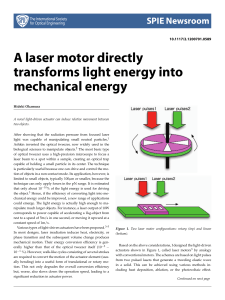 A laser motor directly transforms light energy into mechanical