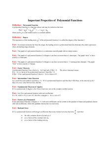 Important Properties of Polynomial Functions