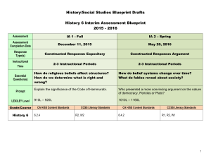 History Social Science MS Interim Assessments Blueprints