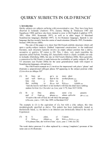 quirky subjects in old french