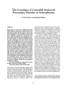 The Correlates of Comorbid Antisocial Personality Disorder in