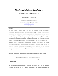 The Characteristics of Knowledge in Evolutionary Economics