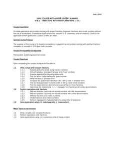 NOVA COLLEGE-WIDE COURSE CONTENT SUMMARY MTE 1