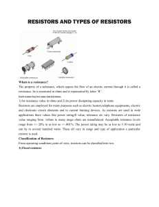 RESISTORS AND TYPES OF RESISTORS