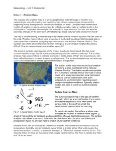 Meteorology – Unit 1: Introduction Notes 1 – Weather Maps The