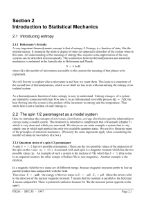 Section 2 Introduction to Statistical Mechanics