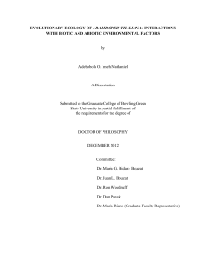 Evolutionary Ecology of Arabidopsis thaliana: Interactions with Biotic