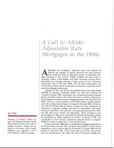 A Call to ARMs: Adjustable Rate Mortgages in the 1980s