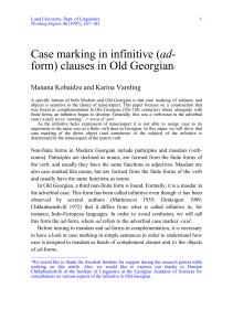 Case marking in infinitive (ad- form) clauses in Old Georgian1