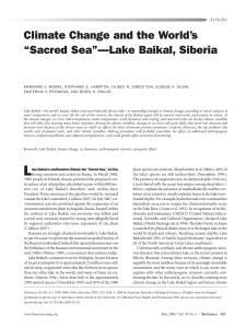 Climate Change and the World`s “Sacred Sea”—Lake Baikal, Siberia