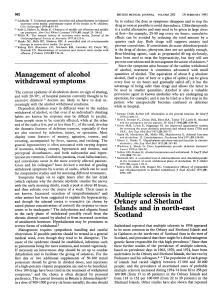 Management of alcohol withdrawal symptoms Multiple sclerosis in