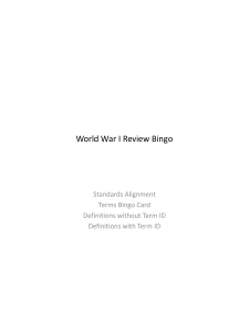 World War I Review Bingo